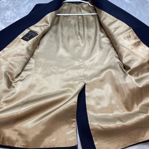 Vintage Bill Blass Nautical Suit Blazer Mens 32L Navy Wool Peak Double Breasted - Picture 6 of 16